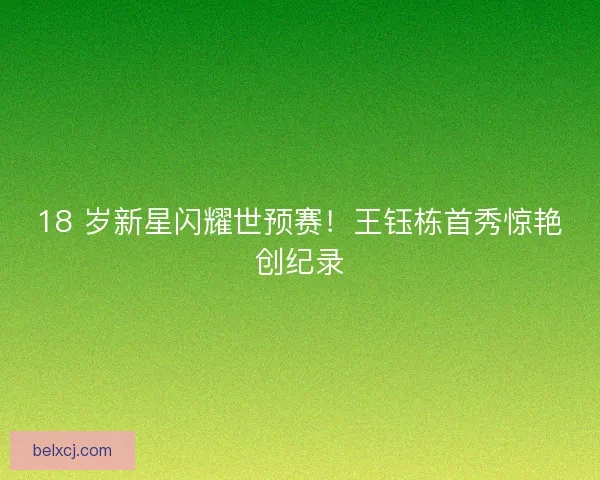 18 岁新星闪耀世预赛！王钰栋首秀惊艳创纪录