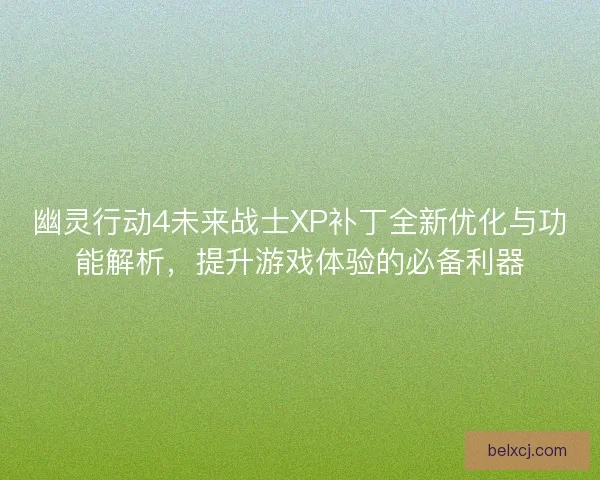 幽灵行动4未来战士XP补丁全新优化与功能解析,提升游戏体验的必备利器 幽灵行动4未来战士XP补丁全新优化与功能解析,提升游戏体验的必备利器