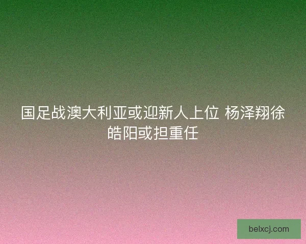国足战澳大利亚或迎新人上位 杨泽翔徐皓阳或担重任