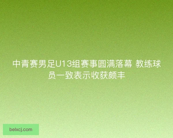 中青赛男足U13组赛事圆满落幕 教练球员一致表示收获颇丰